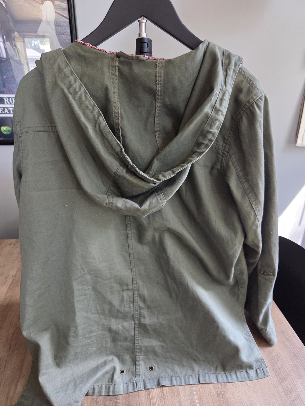 Olive Green Utility Jacket with Hood - Picture 3 of 4